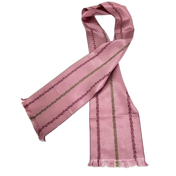 Vintage 1960s Made in France for Echo Women's Pink Green Scarf 43"l x 4.75"w - Picture 1 of 6